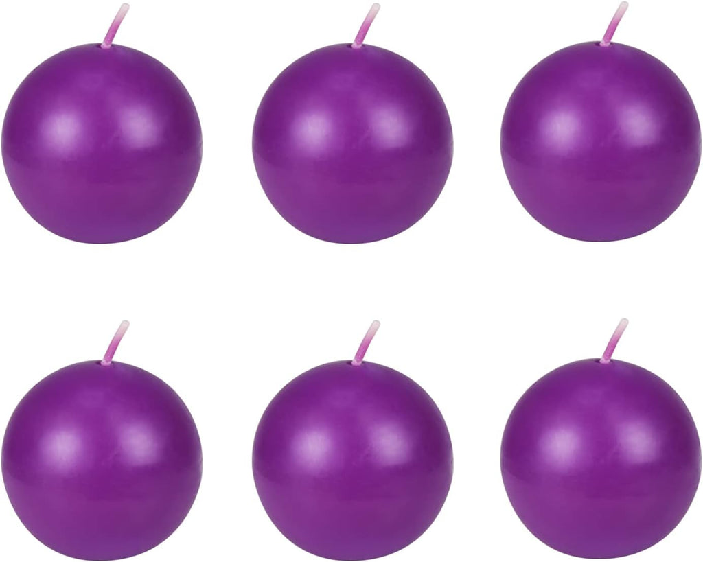 Zest Candle 6-Piece Ball Candles, 3-Inch, Purple