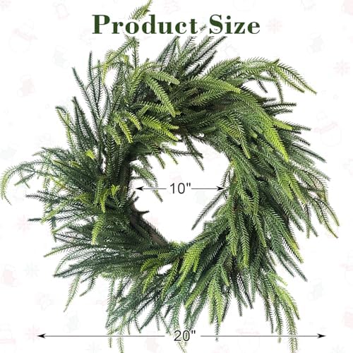 24 inch real touch norfolk pine christmas wreath showing dimensions