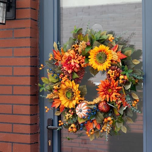 24 inch harvest fall wreaths for front door, view 9