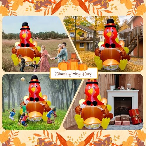 6ft thanksgiving inflatable turkey decoration, blow up turkey showing dimensions