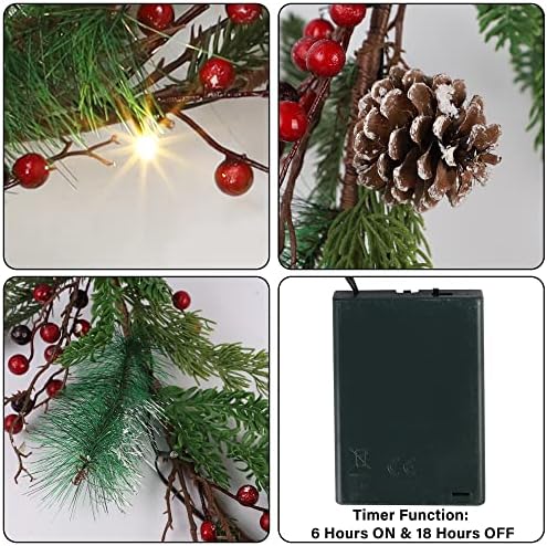 winemana 6 ft pre-lit artificial christmas garland with on a desk or shelf