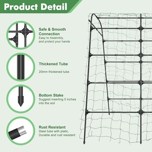 gojaway 7*5.4* 5ft arch metal garden trellis,outdoor climbing, close-up detail