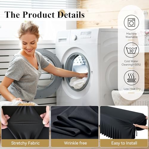 8ft Black Spandex Tablecloth for Rectangle Tables, 4 Pack for Wedding Party