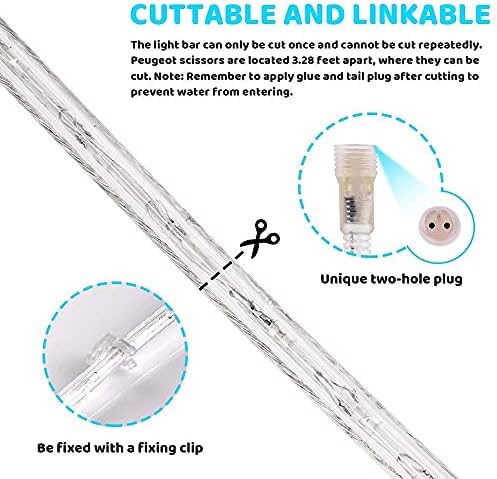 SURNIE LED Rope Lights Outdoor Warm White, Waterproof 50FT Cuttable 3000K Lighting Indoor 110V Connectable Flexible Electric Lights for Christmas Trees Bedroom Outside Patio Decor, Not Flat Strip