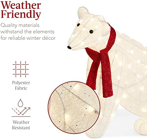 best choice products 32in 2-piece lighted polar bear showing dimensions