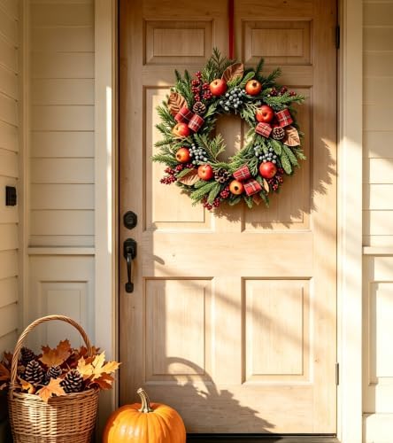 cynkeyee fall wreath for front door - 20, close-up detail