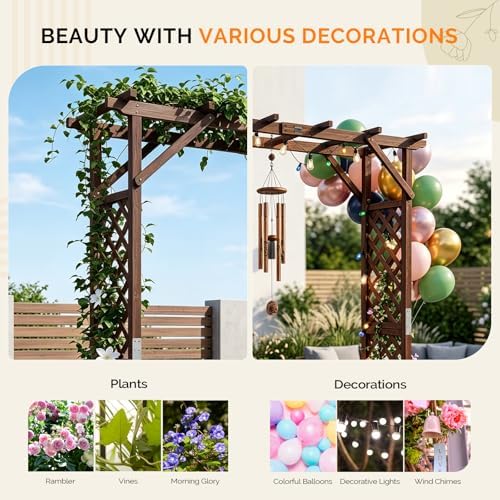 vingli wooden garden arbor with planter, wedding arch, package contents