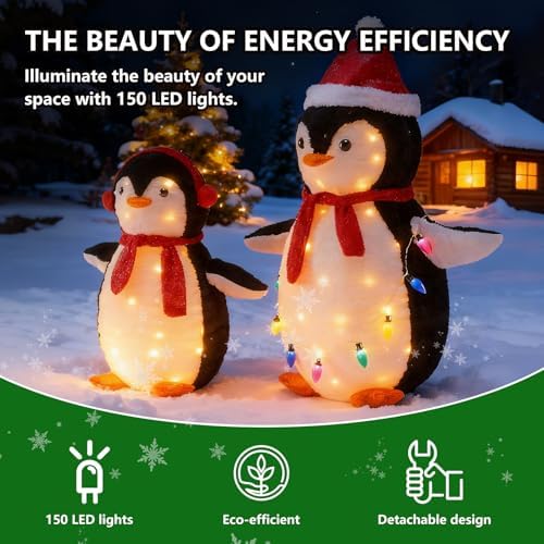 dumos 2-piece lighted penguin family lovely outdoor christmas, package contents