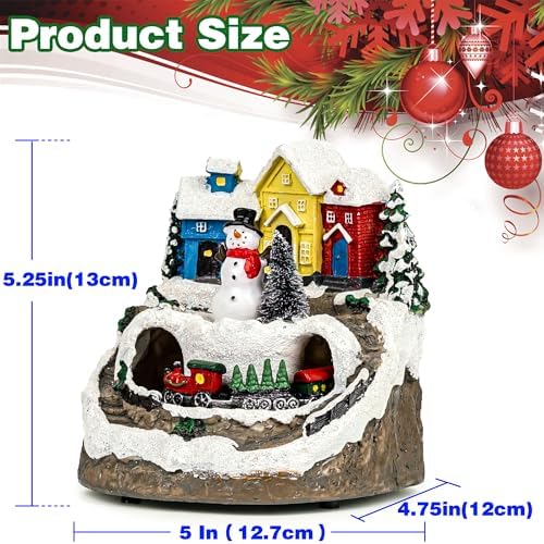 mxwcy christmas village house with moving train & shown in use