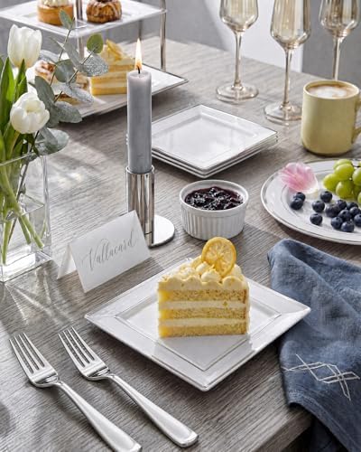 bucla 100pcs white and silver square plastic plates showing dimensions