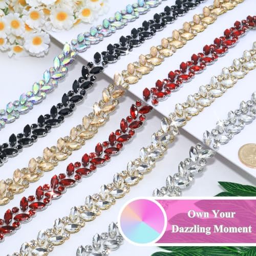 6 yards crystal rhinestone ribbon trim, ab silver, package contents