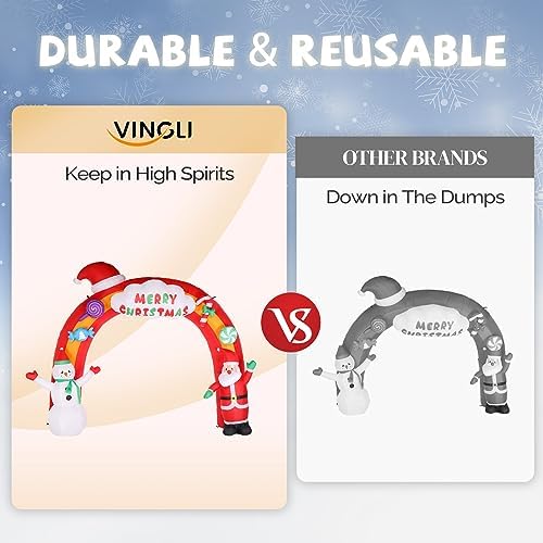 vingli 9ft tall christmas santa archway inflatable, blow on a desk or shelf