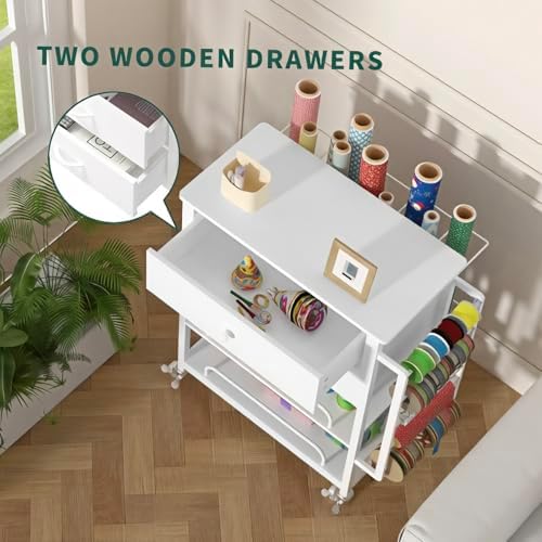 wrapping paper storage & organizer, craft cart with shown in use