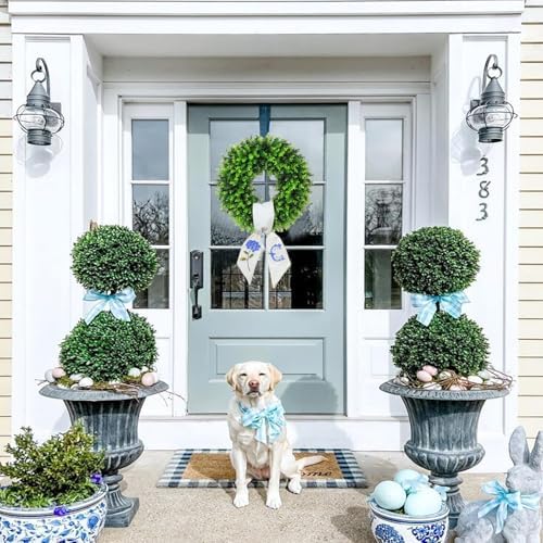 boxwood wreath for front door spring summer wreaths, close-up detail