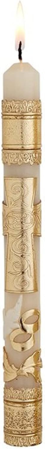 Needzo Wedding Unity Candle Set for Ceremonies, Gold Tone Commitment Candles Ornate Centerpiece for Marriage Reception and Ceremony, 3 Pieces Included
