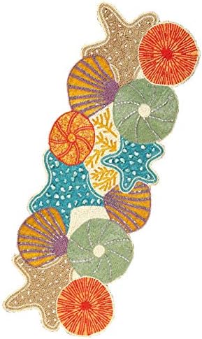 lightnpro seashell hand beaded needlework decorative orange blue, front angle view