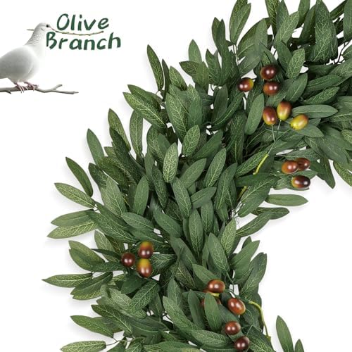 26 inch large eucalyptus olive wreaths for front, close-up detail
