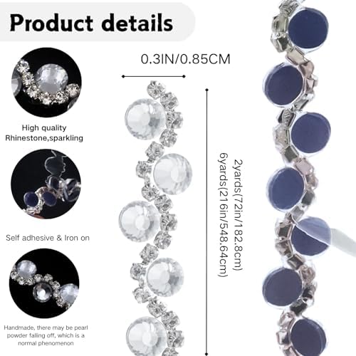 6 yards silver white self adhesive rhinestone ribbon shown in use