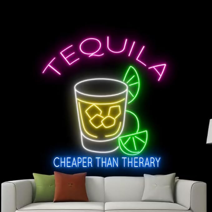 Tequila Neon Sign For Bar Decor, Tequila Bar Led Light, Tequila Glass Neon Light, Pub Wall Decor, Wine Lover Gift Size:20inch