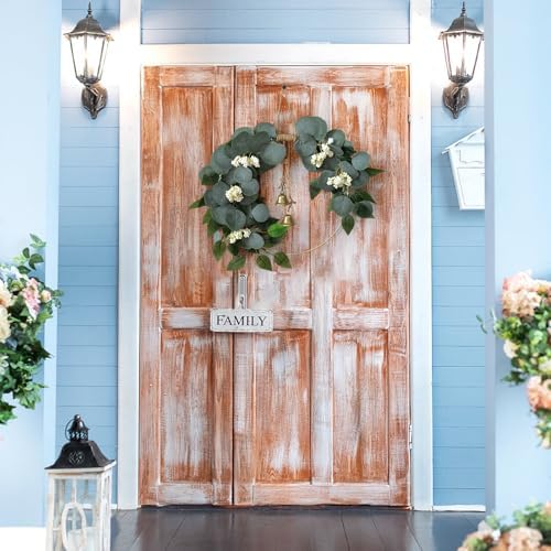 15'' eucalyptus wreath for front door artificial greenery on a desk or shelf