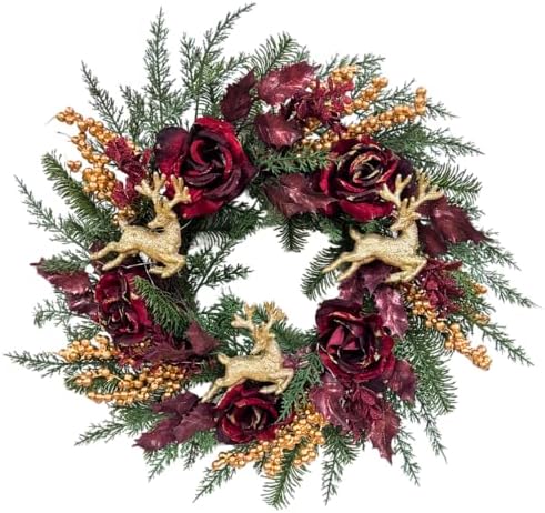 svndlyn 22 inch lighted burgundy christmas wreath with, main product view