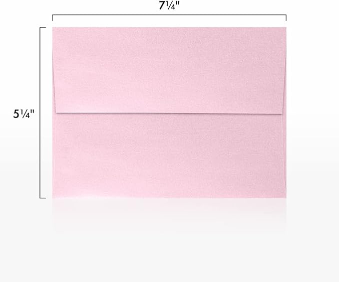 LUXPaper A7 Invitation Envelopes | Peel & Press | 5 1/4" x 7 1/4" | Rose Quartz Metallic | 80lb. Text | 500 Qty
