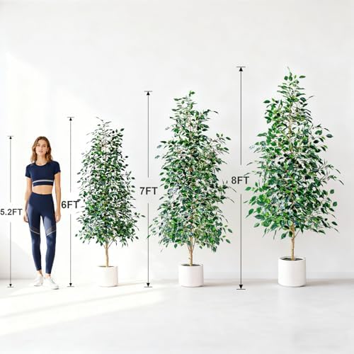 bailikang 6ft artificial ficus trees indoor faux trees, view 9