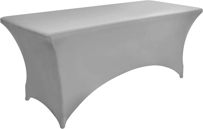 115 2-Pack 8ft Spandex Table Covers for Rectangle Folding Tables - Washable Elastic Tablecloth - Ultimate Fitted Table Protector for Parties, Banquet, and Wedding