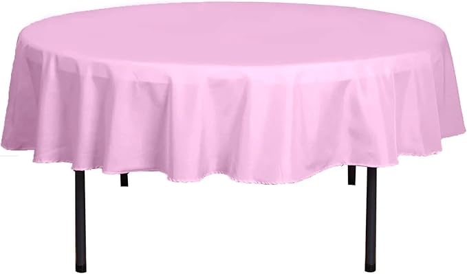 Efavormart Round Tablecloth, 90 Inch Stain & Wrinkle Resistant Washable Table Cloth, Decorative Polyester Fabric Table Cover for Banquet, Wedding, Dining- Pink