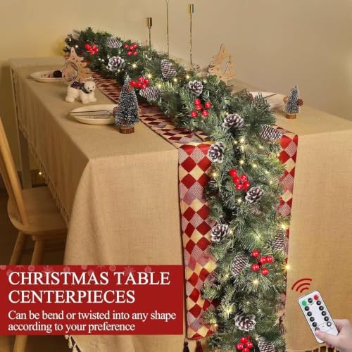 remote control&extra long&12 modes-18 ft prelit christmas garland, side view