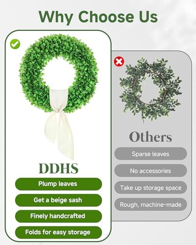 ddhs 23 inch large boxwood wreath for front on a desk or shelf