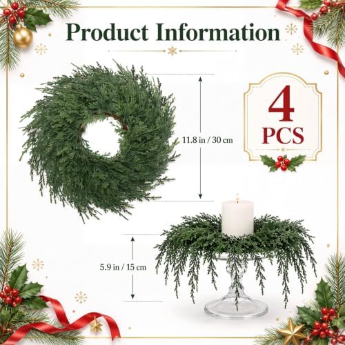 small christmas cedar wreaths 12 inch mini drop shown in use