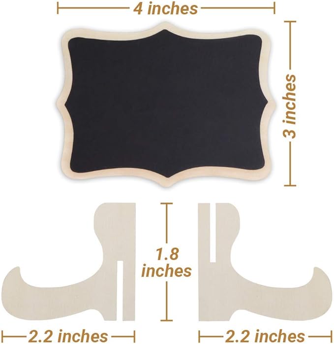 Mini Chalkboard Signs, 20 Pack Framed Small Chalk Board Food Labels with Easel Stand for Party Buffet or Wedding Celebration, Wooden Blackboard as Place Cards for Table Setting or Numbers