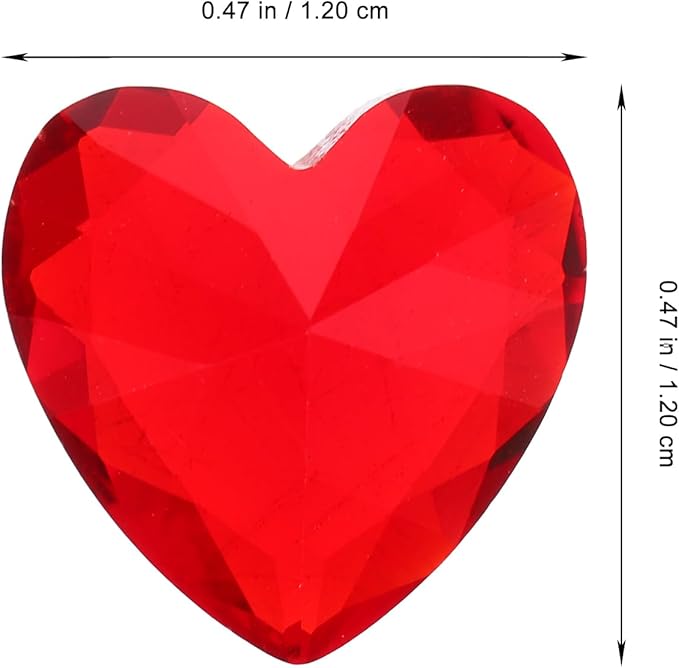HEALLILY 20pcs Glass Red Heart Crystals Rhinestones Diamonds Valentines Day Wedding Table Scatter Confetti Vase Fillers