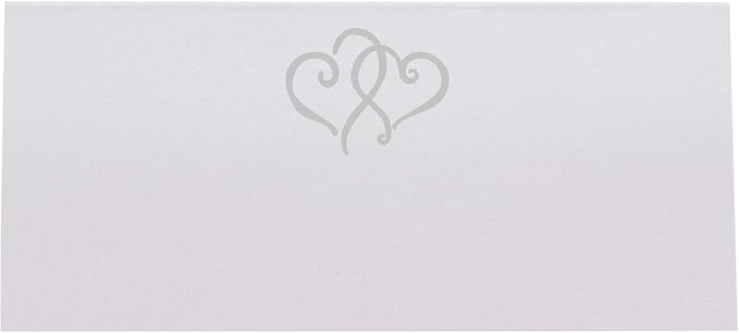 Linked Hearts Place Cards, Silver (Choose Color), Set of 25, Pre-cut and Scored - Wedding, Party, Dinner, and Special Events - Made in the USA