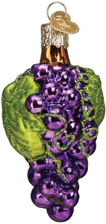 Old World Christmas Grapes Glass Blown Ornament for Christmas Tree, Handcrafted Holiday Decoration, Fruit Collection