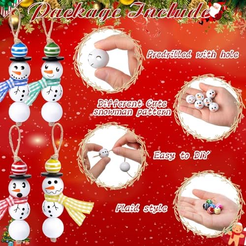 vicenpal 450 pcs christmas wooden beads, striped, vibrant, side view