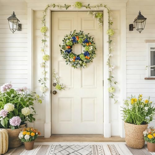 idyllic 26 inch spring summer wreath for front, package contents