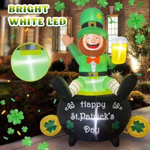 6ft st patrick's day inflatables with led lights shown in use