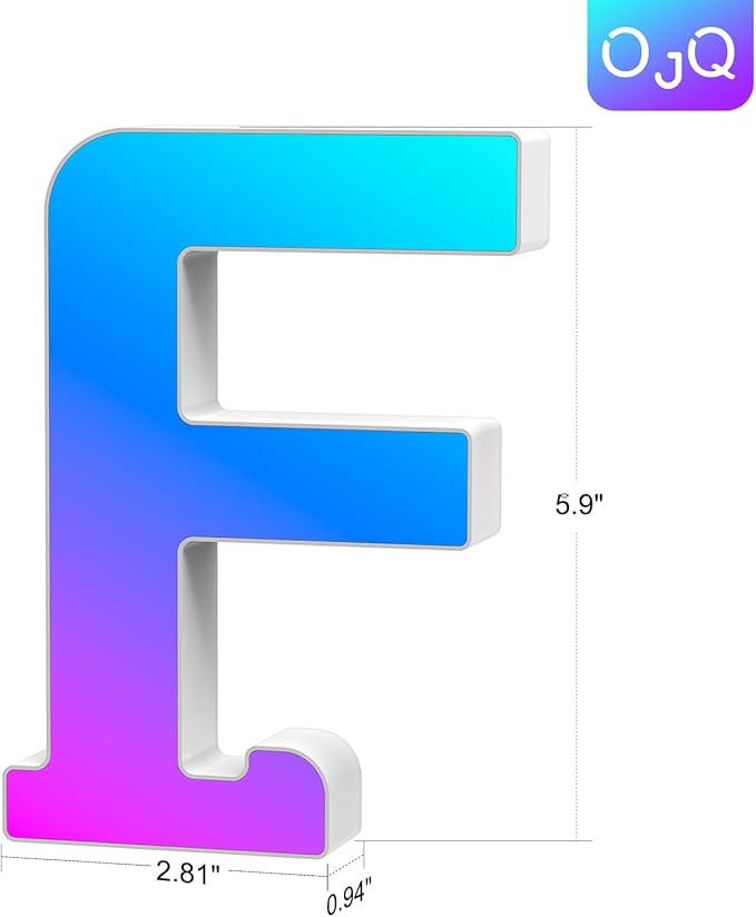 OJQ Light Up Letters LED Letter - Marquee Letters Room Decor Alphabet Letter Music Sync Color Change Colorful - Christmas Birthday Gifts for Girl - Teen Girls Gifts Party Home Wall Decor