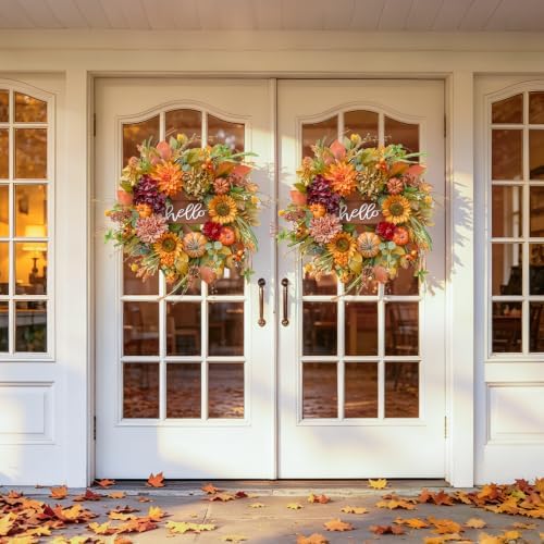 fall wreaths for front door 24 inch autumn, front angle view