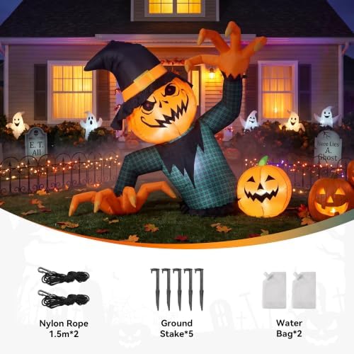 5ft halloween inflatable giant pumpkin ghost outdoor decoration, package contents