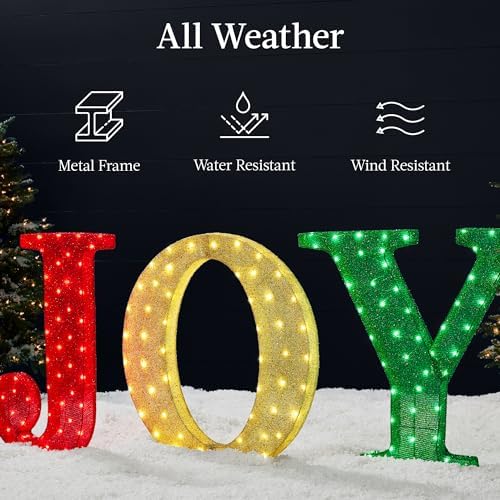 best choice products 3-piece christmas joy yard decoration shown in use