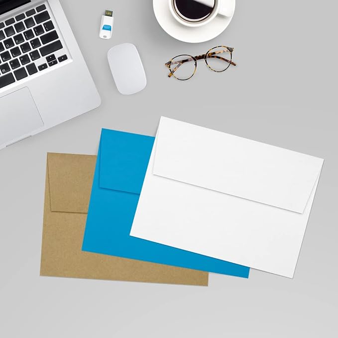 LUXPaper A7 Invitation Envelopes | Peel & Press | 5 1/4" x 7 1/4" | White | 80lb. Text | 100% Recycled | 50 Qty