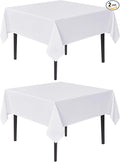 sancua Small Square Tablecloths 2 Pack - 36x36 Inch - White Table Cloth for Square or Round Tables, Washable Polyester Fabric Table Cover for Nightstand End Bedside Tables