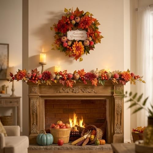 valery madelyn 6ft pre-lit fruits & dahlia fall, main product view