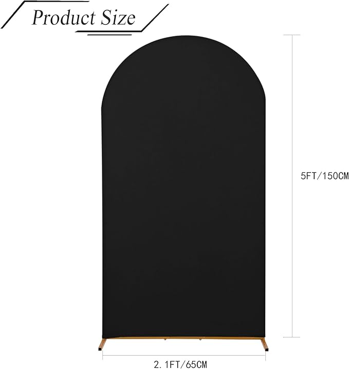 bricia Wedding Arch Backdrop Stand Cover, 5FT Double Sided Stretchy Arch Cover Fitted Wedding Birthday Party Banquet Decoration (Black 60''Lx25.2''W)