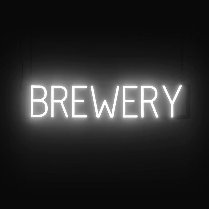 SpellBrite BREWERY Sign | Beer-Related Sign with Neon Look, White LED Light Source | 29.1" x 6.3"