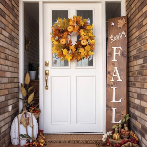 fall wreaths for front door outside autumn wreath, close-up detail