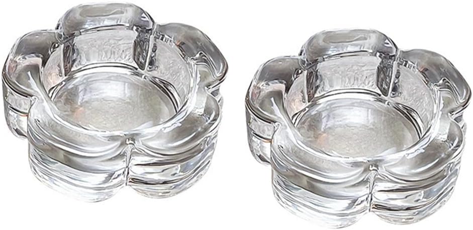 2 Pcsc Glass Tealight Candle Holder Glass Votive Candle Holder Chunky Glass Candle Holder for Wedding Party and Home Decor, Clear